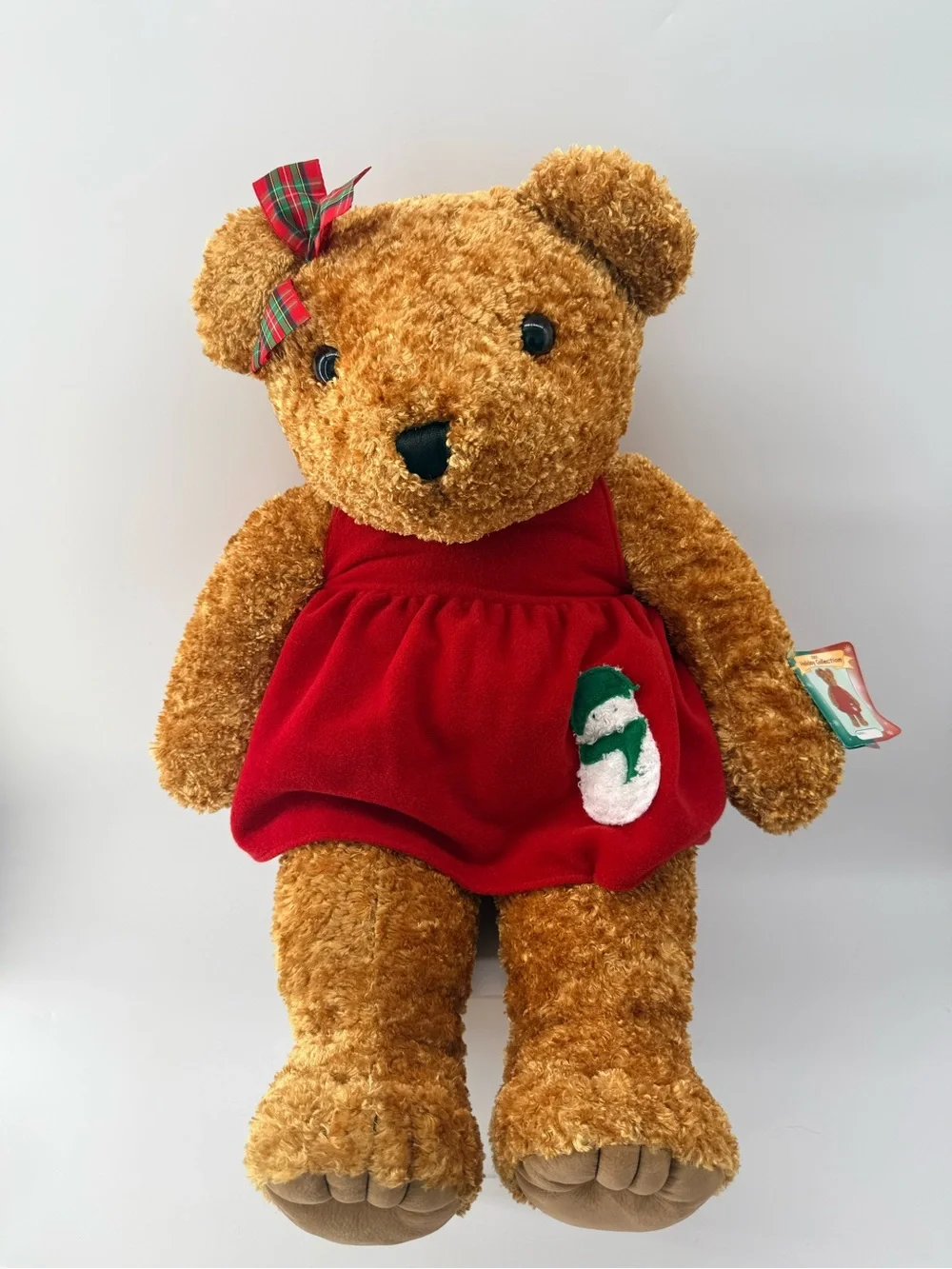 jcpenney Brown Teddy Bear in Red Dress with Plaid Bow